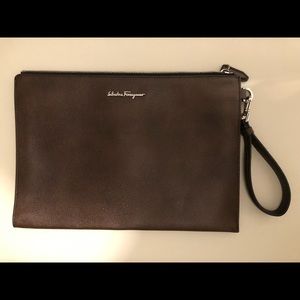 Large Farragamo Brown Clutch